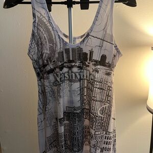 Nashville Graphic Women's Tank Top - Black and White